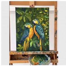 “Love Parrots”  oil painting on canvas 30*40 cm 